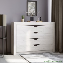 Великий комод для речей Еверест Ліберті-1400 140х38х98.5 дуб крафт білий