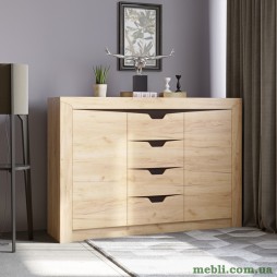 Великий комод для речей Еверест Ліберті-1400 140х38х98.5 дуб крафт золотий