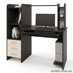 Стіл комп'ютерний з надставкою Еверест Ліра венге/дуб молочний