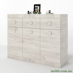 Великий комод Еверест на 3 ящика Соната-6 120х38х94 дуб крафт білий