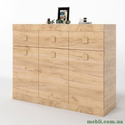 Великий комод Еверест на 3 ящика Соната-6 120х38х94 дуб крафт золотий