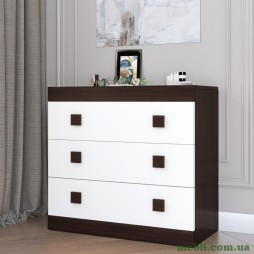 Комод Еверест на 3 ящики Соната-1 80х38х75 венге темний/білий