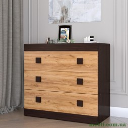 Комод Еверест на 3 ящики Соната-1 80х38х75 венге темний/дуб крафт золотий