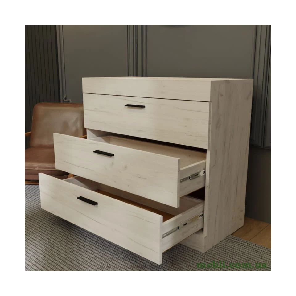 Комод Еверест на 3 ящики Соната-1 80х38х75 дуб крафт білий