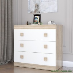 Комод Еверест на 3 ящики Соната-1 80х38х75 дуб сонома/білий