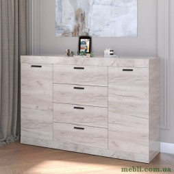 Великий комод Еверест на 4 ящика Соната-8 140х38х94 дуб крафт білий