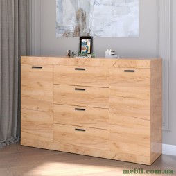 Великий комод Еверест на 4 ящика Соната-8 140х38х94 дуб крафт золотий