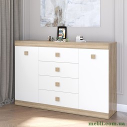 Великий комод Еверест на 4 ящики Соната-8 140х38х94 дуб сонома/білий