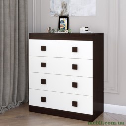 Комод для речей Еверест на 5 ящиків Соната-3 80х38х94 венге/білий