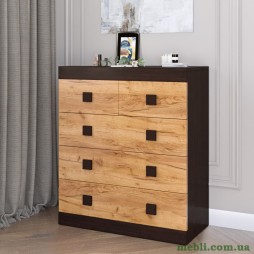 Комод для речей Еверест на 5 ящиків Соната-3 80х38х94 венге темний/дуб крафт золотий