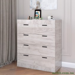 Комод для речей Еверест на 5 ящиків Соната-3 80х38х94 дуб крафт білий