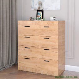 Комод для речей Еверест на 5 ящиків Соната-3 80х38х94 дуб крафт золотий