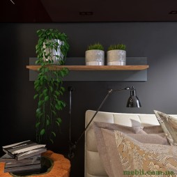 Настінна полиця Еверест Нордік-1000 Графіт/Дуб крафт золотий