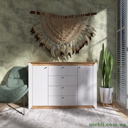Комод в спальню Еверест Нордік-1400 140х38х95 Білий/Дуб крафт золотий