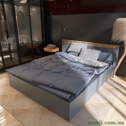 Ліжко двоспальне Еверест Нордік-1600 (підйомний механізм) 160х200 Графіт/Дуб крафт золотий