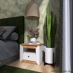 Тумба приліжкова Еверест Нордік-500 Білий/Дуб крафт золотий