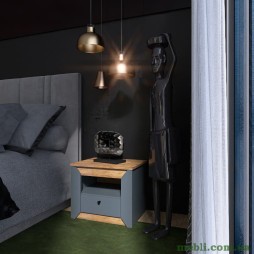 Тумба приліжкова Еверест Нордік-500 Графіт/Дуб крафт золотий