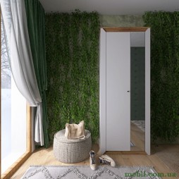 Шафа-пенал із дзеркалом Еверест Нордік-800 Білий/Дуб крафт золотий