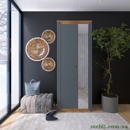 Шафа-пенал із дзеркалом Еверест Нордік-800 Графіт/Дуб крафт золотий