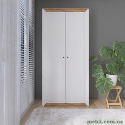 Шафа дводверна Еверест Нордік-990 Білий/Дуб крафт золотий