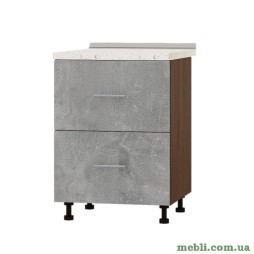 Кухонний модуль нижній на 2 ящики Еверест Оптіма Н86-600 Бетон (без стільниці) 60х47х82