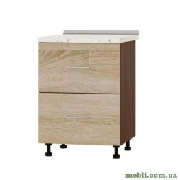 Кухонний модуль нижній на 2 ящики Еверест Оптіма Н86-600 Дуб сонома (без стільниці) 60х47х82