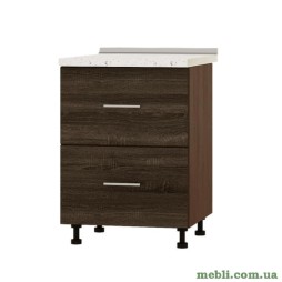 Кухонний модуль нижній на 2 ящики Еверест Оптіма Н86-600 Дуб трюфель (без стільниці) 60х47х82