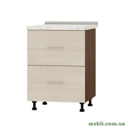 Кухонний модуль нижній на 2 ящики Еверест Оптіма Н86-600 Дуб шамоні світлий (без стільниці) 60х47х82