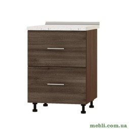 Кухонний модуль нижній на 2 ящики Еверест Оптіма Н86-600 Дуб шамоні темний (без стільниці) 60х47х82