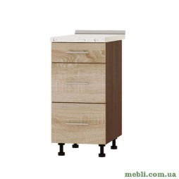 Кухонний модуль нижній на 3 ящики Еверест Оптіма Н87-400 Дуб сонома (без стільниці) 40х47х82