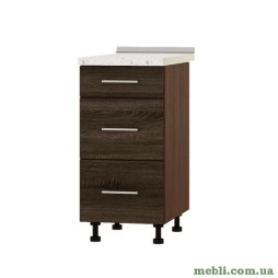 Кухонний модуль нижній на 3 ящики Еверест Оптіма Н87-400 Дуб трюфель (без стільниці) 40х47х82