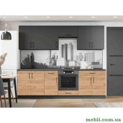 Кухня модульна Еверест Оптіма набір №6 Антрацит+Дуб крафт золотий 2,6 м