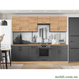 Кухня модульна Еверест Оптіма набір №6 Дуб крафт золотий+Антрацит 2,6 м