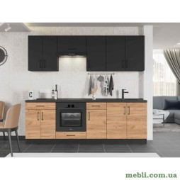 Кухня модульна Еверест Оптіма набір №7 Антрацит+Дуб крафт золотий 2,4 м