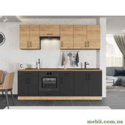 Кухня модульна Еверест Оптіма набір №7 Дуб крафт золотий+Антрацит 2,4 м
