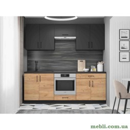 Кухня модульна Еверест Оптіма набір №8 Антрацит+Дуб крафт золотий 2,2 м
