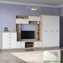 Стінка для вітальні Еверест Соната 1 (модульна - 3 елементи) сонома+білий