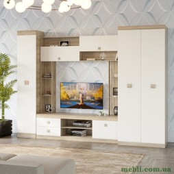 Стінка для вітальні Еверест Соната 3 (модульна - 3 елементи) дуб сонома+білий