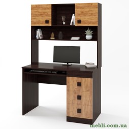 Письмовий стіл з надбудовою Еверест Соната венге темний/дуб крафт золотий