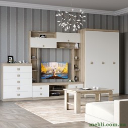 Вітальня Еверест Соната Комплект 28 (модульна - 4 елементи) дуб сонома/білий