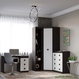 Дитяча стінка Еверест Соната Комплект 5 (модульна - 4 елементи) венге темний/білий