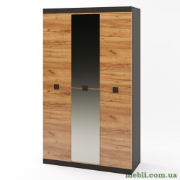 Шафа 3-х дверна Еверест Соната-1200 з дзеркалом венге темний/дуб крафт золотий