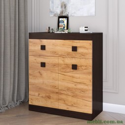 Комод з дверима та ящиком Еверест Соната-4 80х38х94 венге темний/дуб крафт золотий