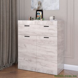 Комод з дверцятами та ящиком Еверест Соната-4 80х38х94 дуб крафт білий