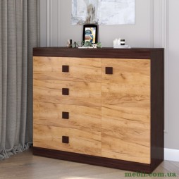 Комод з дверима та 4-ма ящиками Еверест Соната-5 105х38х94 венге темний/дуб крафт золотий