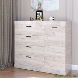 Комод с дверцятами і 4-ма ящиками Еверест Соната-5 105х38х94 дуб крафт білий