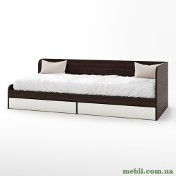 Односпальне ліжко з ящиками Еверест Соната-800 80х190 венге темний/білий