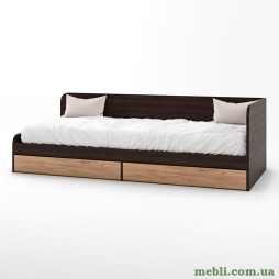 Односпальне ліжко з ящиками Еверест Соната-800 80х190 венге темний/дуб крафт золотий