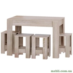 Обідній комплект Еверест Стіл СТО-1/4 табурети Т-1 Дуб сонома