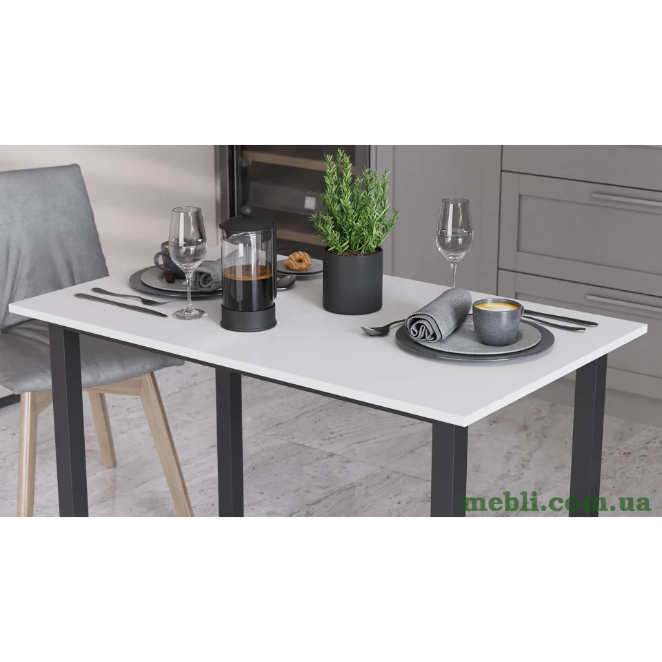 Стіл універсальний Knap Ferrum-decor 750x1400x600 Чорний метал ДСП Білий